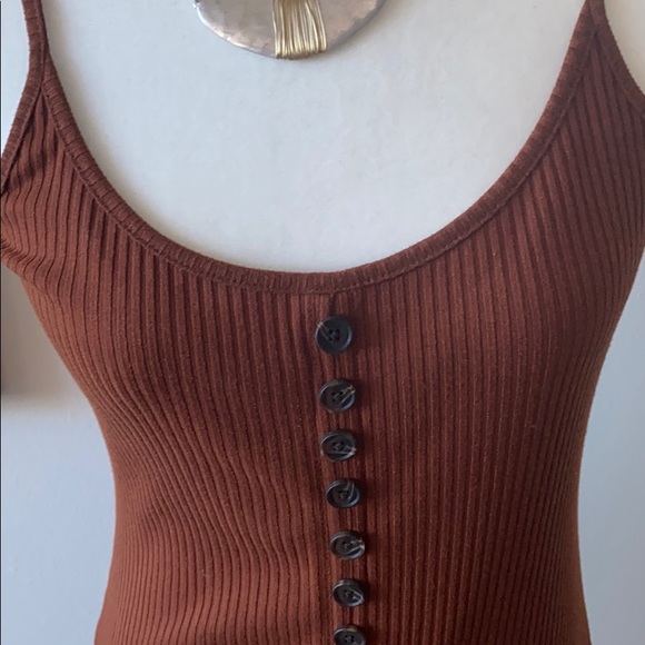 Dress Forum Ribbed Button Orange Midi Dress - Picture 6 of 11